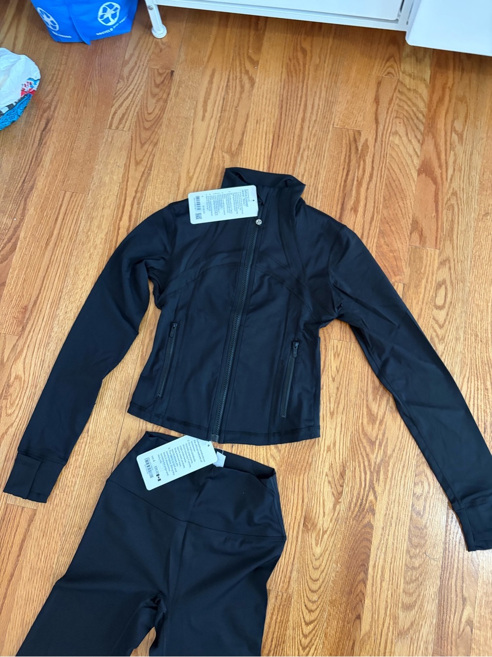 Black Athletic Jacket and Leggings Set